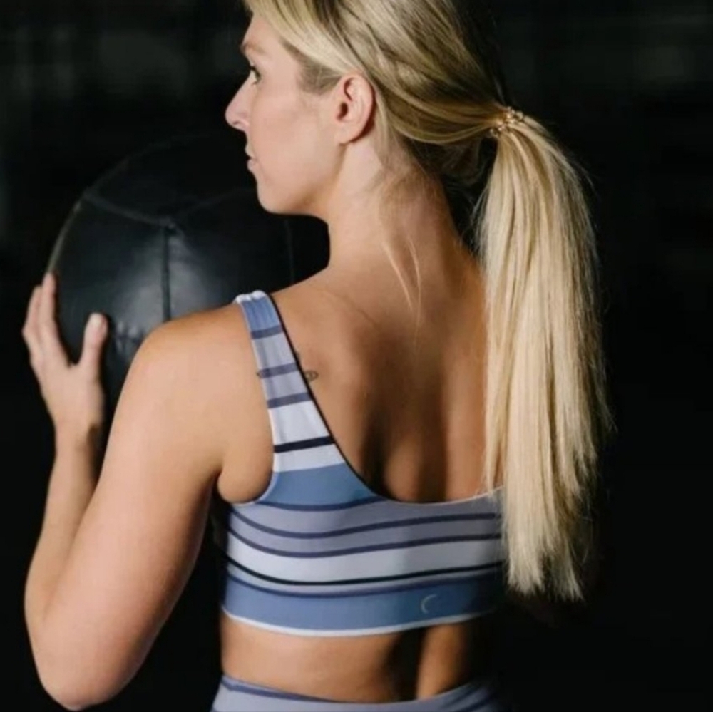 Zyia Active Purple Horizon Light n Tight Sports Bra Striped Women's Size‎ Medium